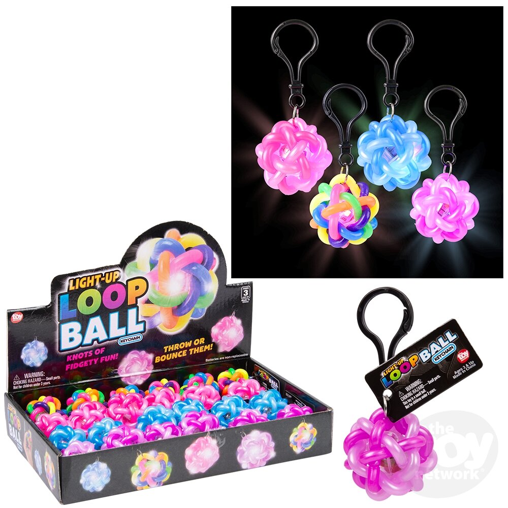Loop Ball Light Up Backpack Clip Assorted Colors 1.5" (Sold Individually)