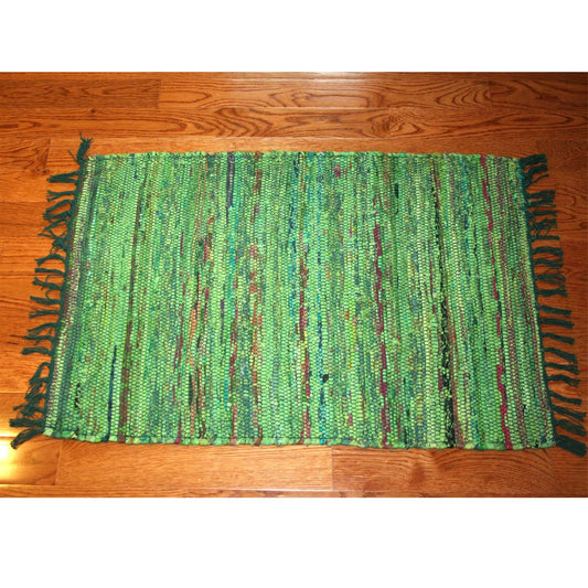 Rag Rug Overdyed Cotton Green 2'x3