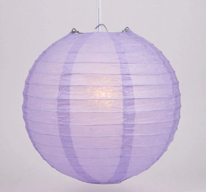 String Lights Paper Lanterns Set of 10 4" Round Lavender