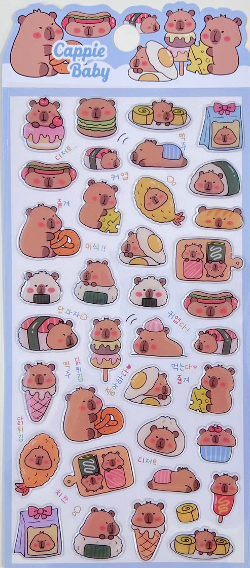 Stickers Puffy Capybara Food