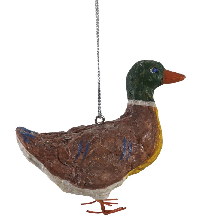 Ornament - Paper Mache - Mallard Duck - 2.75"h