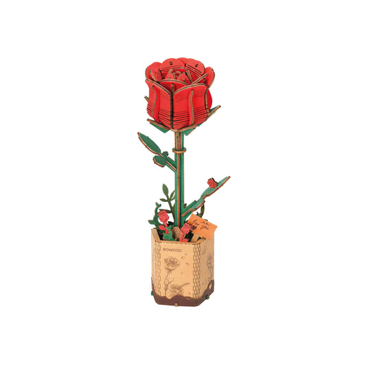 3D Wooden Flower Puzzle: Red Rose