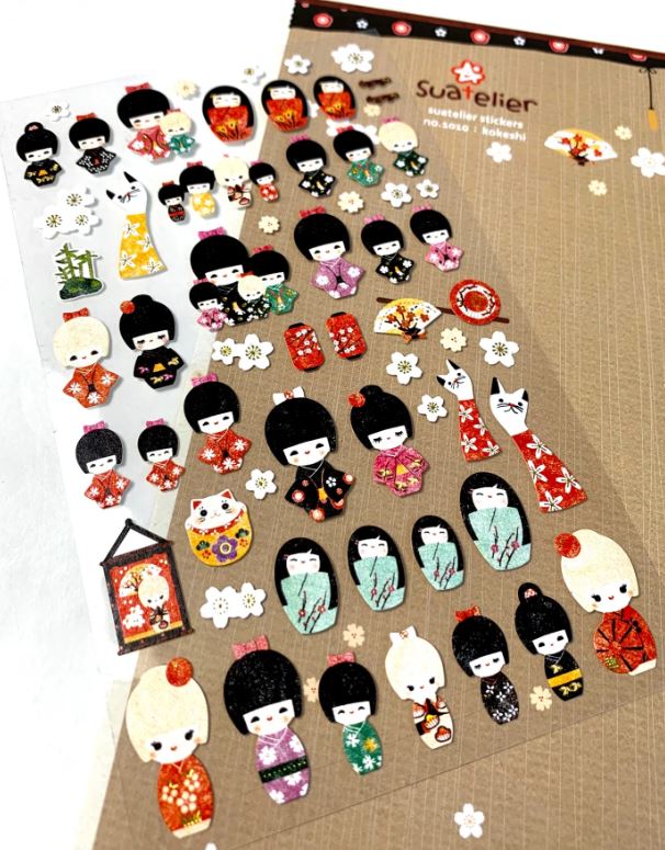 Stickers Kokeshi Dolls Korean Paper