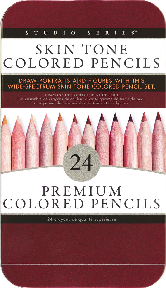 Art Center Colored Pencil Skin Tones Set 24 in Storage Tin