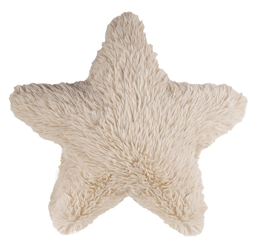 Pillow Holiday Faux Fur Star Shaped Cream 18"