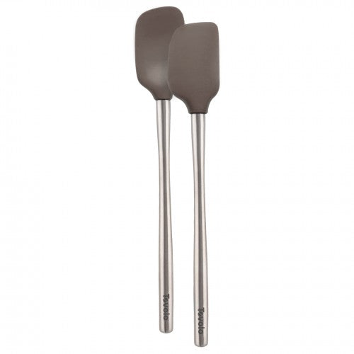 Mini Flex Core Spatula & Spoonula Set Of 2 - Stainless Steel Handle - Charcoal
