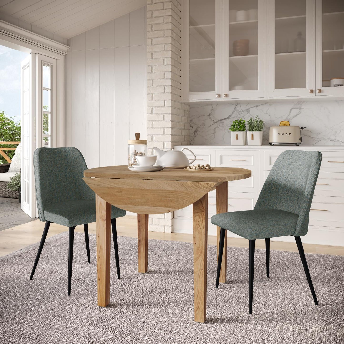 Urban Archive Colby Dining Table Round Drop Leaf Natural