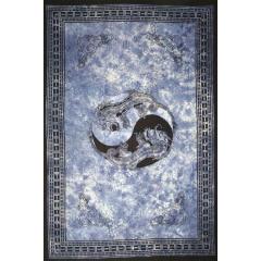 Tapestry Single Size Ying Yang Dragon Blue