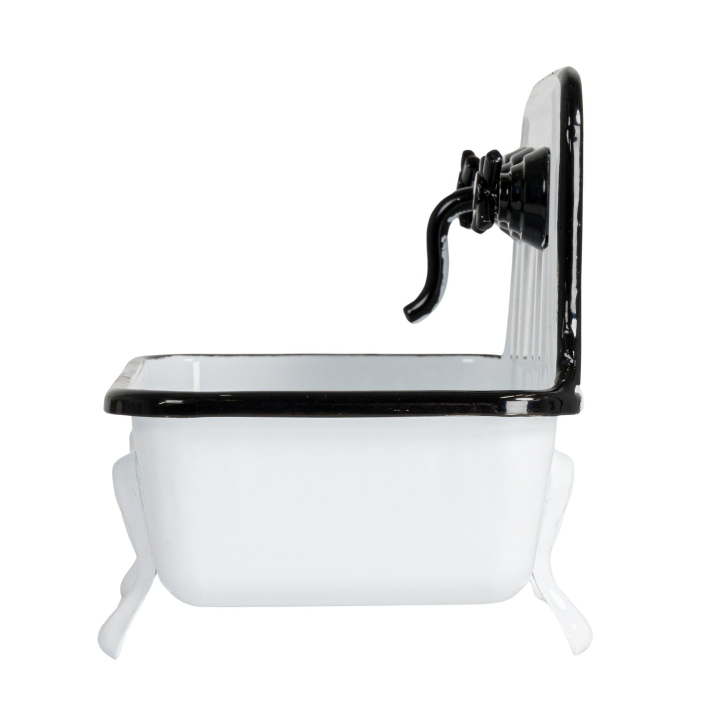 Soap Dish Metal Sink w/ Faucet, White & Black
