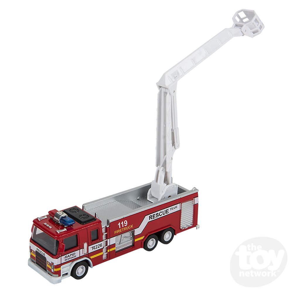 Diecast Pullback - Fire Engine - Back Light/Sound - 7" - Three Styles - Sold Individually