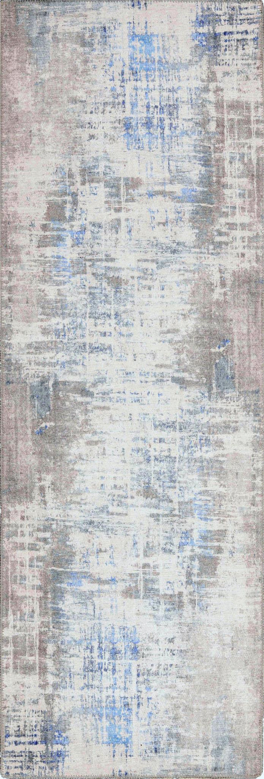 London Elements Grey/Blue Washable Rug Runner 2'6" x 7'6"
