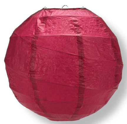 Paper Lantern 16" Irregular Ribbed Color Velvet Red