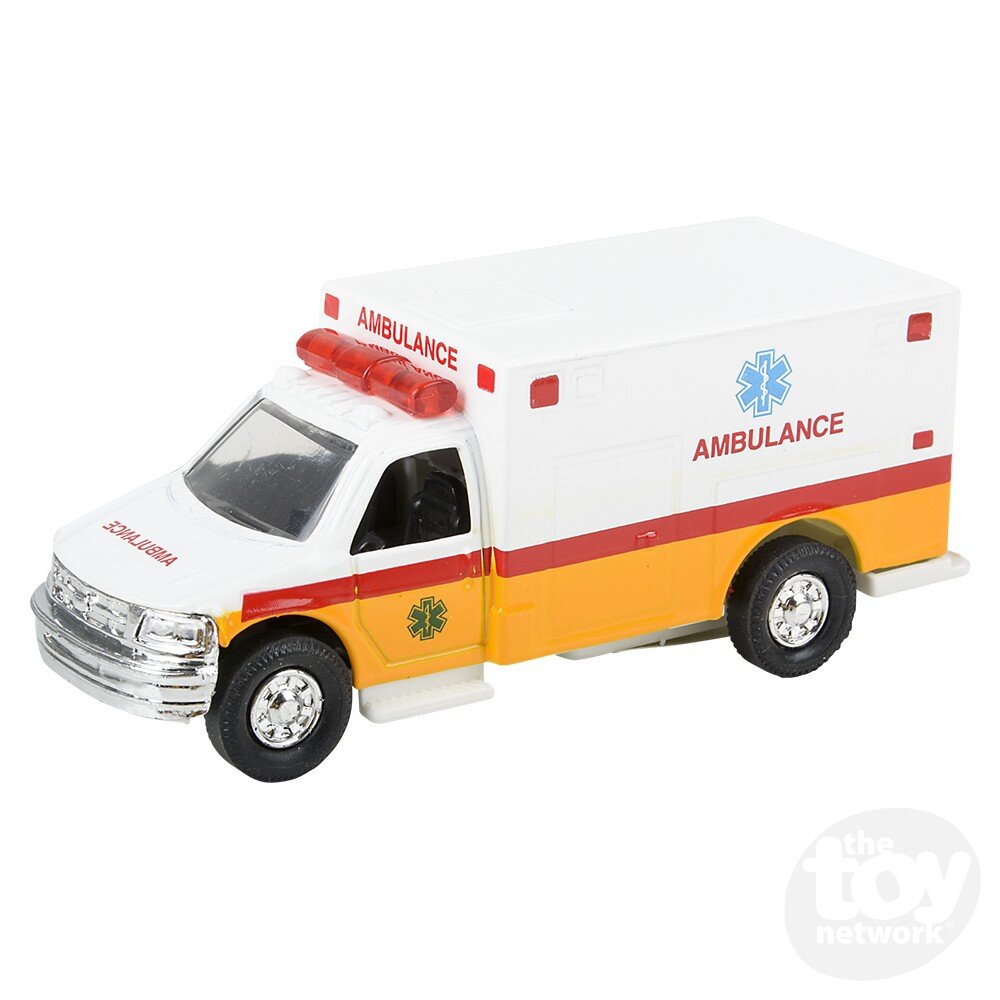 Diecast Pullback - Rescue Squad Ambulance - 5" - Sold Individually