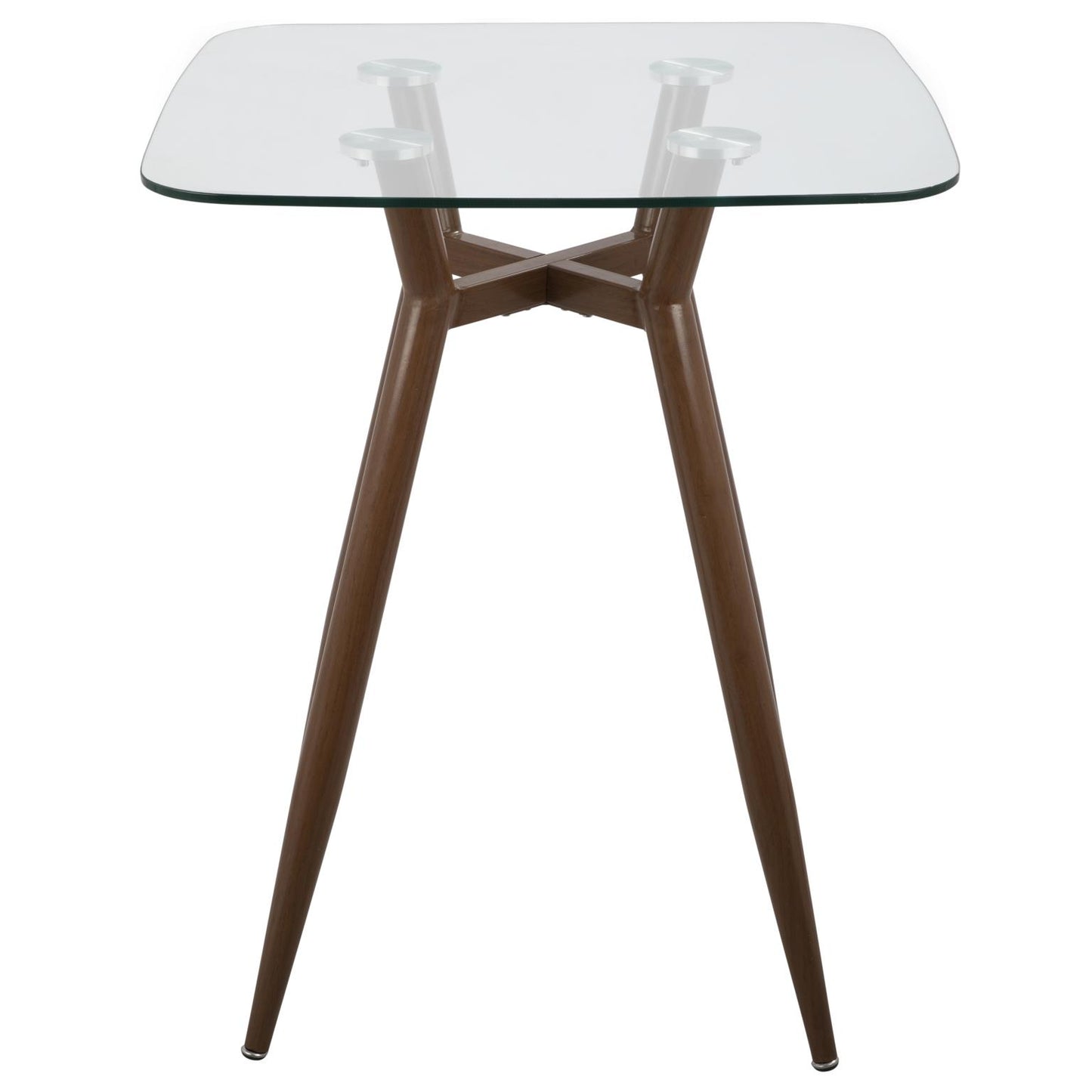 Clara Counter Table Walnut Metal & Clear Glass 30" Square
