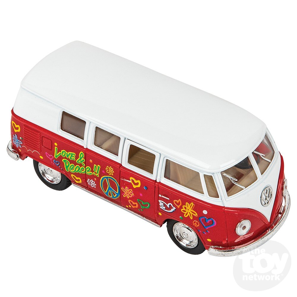 Diecast Pullback - VW Bus - Flower Power - 1962 - 5" - Sold Individually