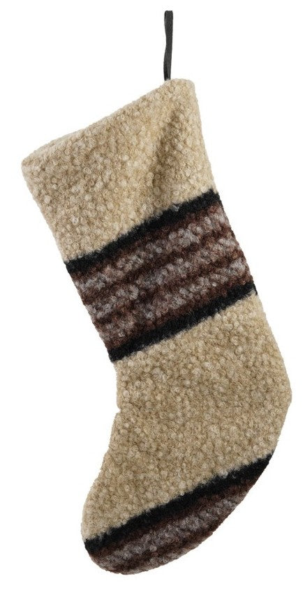 Holiday - Stocking - Faux Sherpa with Stripes