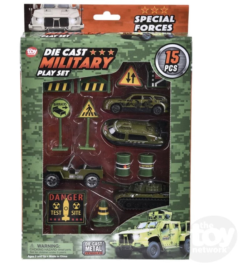 Diecast Play Set Military 15 Piece
