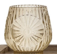 Vase Ribbed Cut Glass Flower Design - Sold Individually