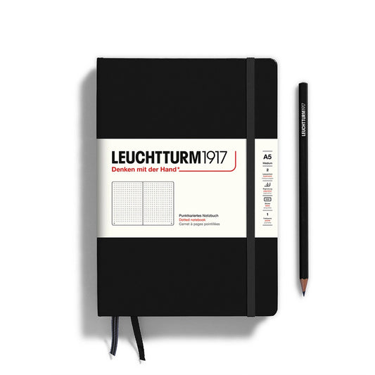 Notebooks - Medium (A5) Black Hardcover Dotted