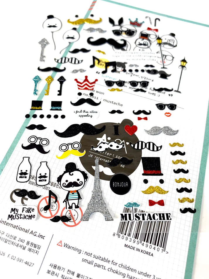 Stickers Mustache Glitter