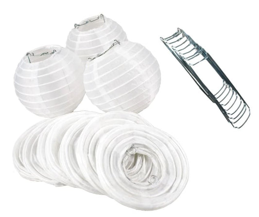 String Lights Nylon Lanterns Set of 10 4" Round White