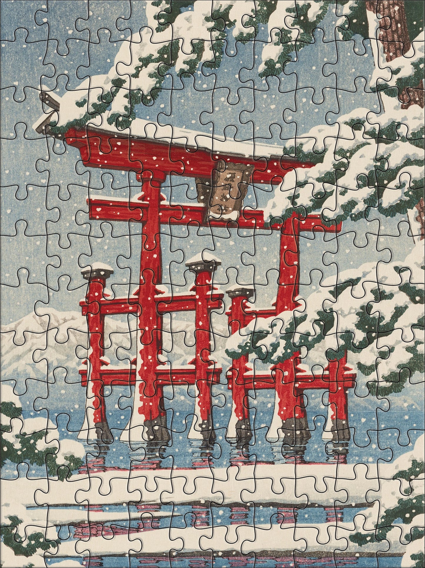 Jigsaw Puzzle Mini - 120 Piece - 4 Image Set - Kawase Hasui - Snowfall