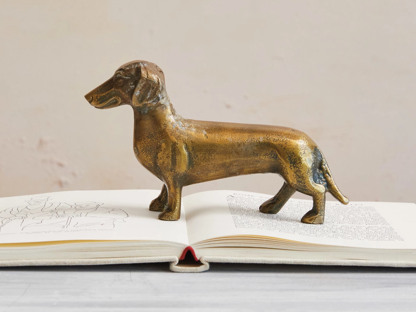 Decor Figurine Cast Aluminum Dachshund Brass Finish