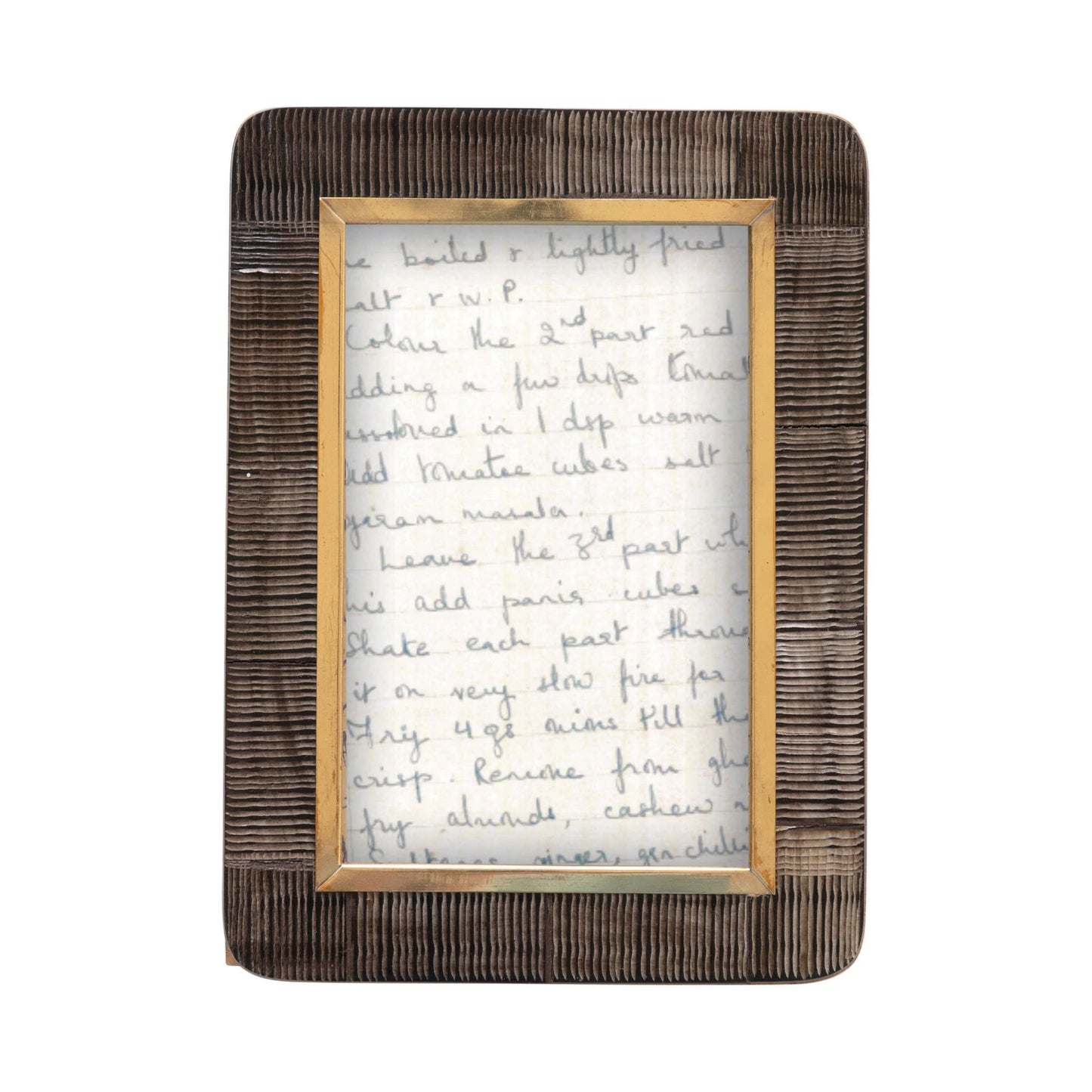 Frame Carved Natural Horn & Brass Black Holds 4"x 6"