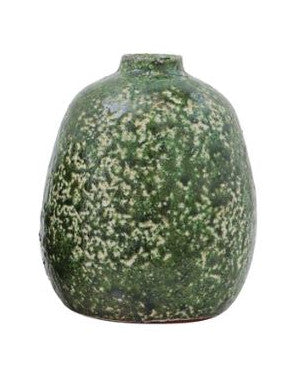 Vase Terracotta Round Speckled Green 6" High Large