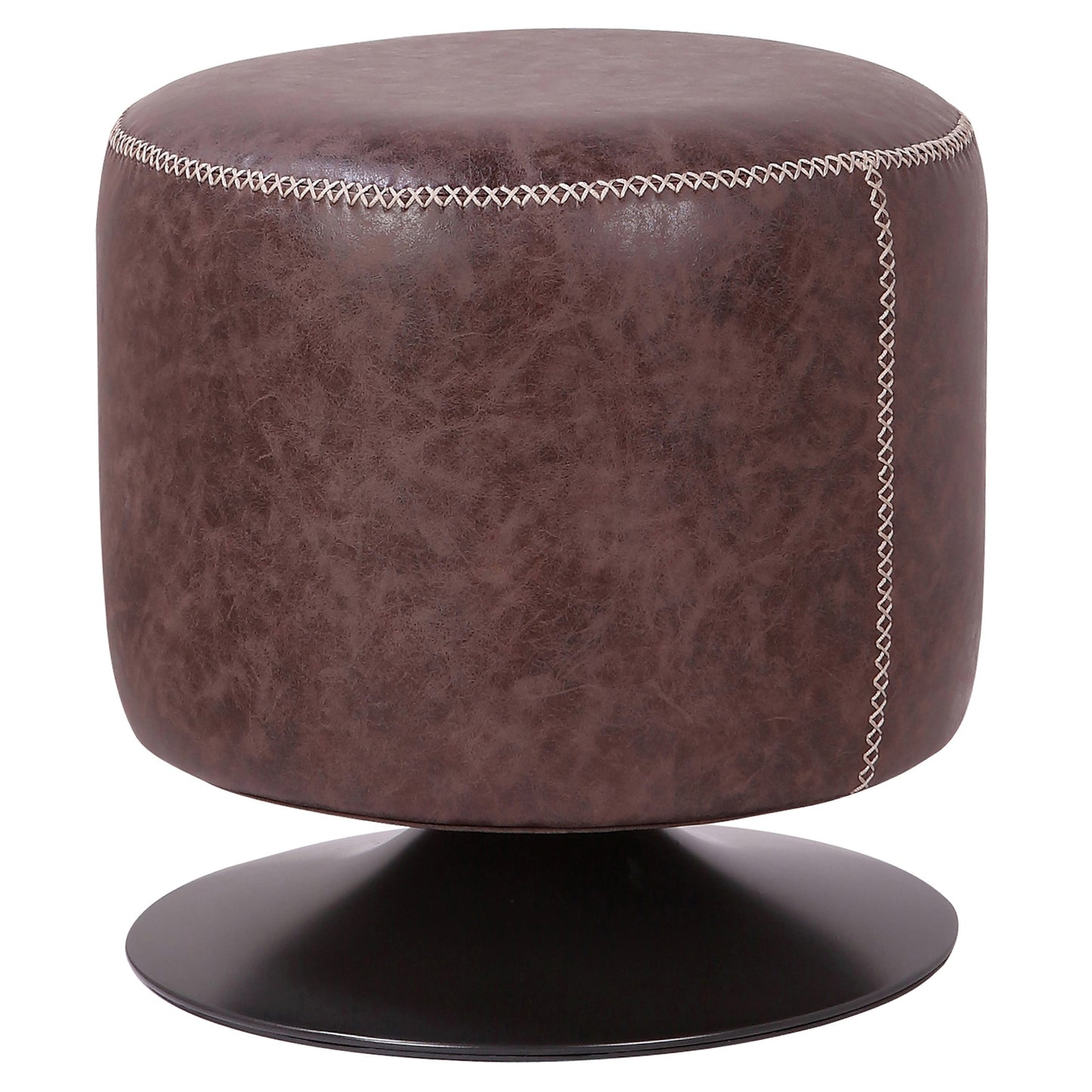 Gaia Round Ottoman Polyurethane Vintage Coffee