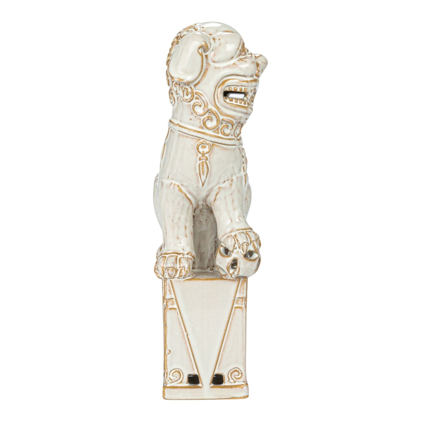 Bookends Stoneware Foo Dogs White 13.25"h (Sold as Pair)