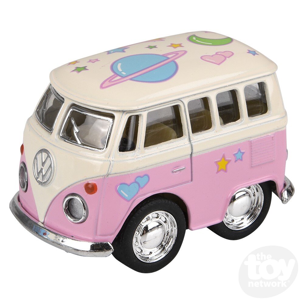 Diecast Pullback - Mini - VW Bus Pastel Flower Power - 2" - Sold Individually