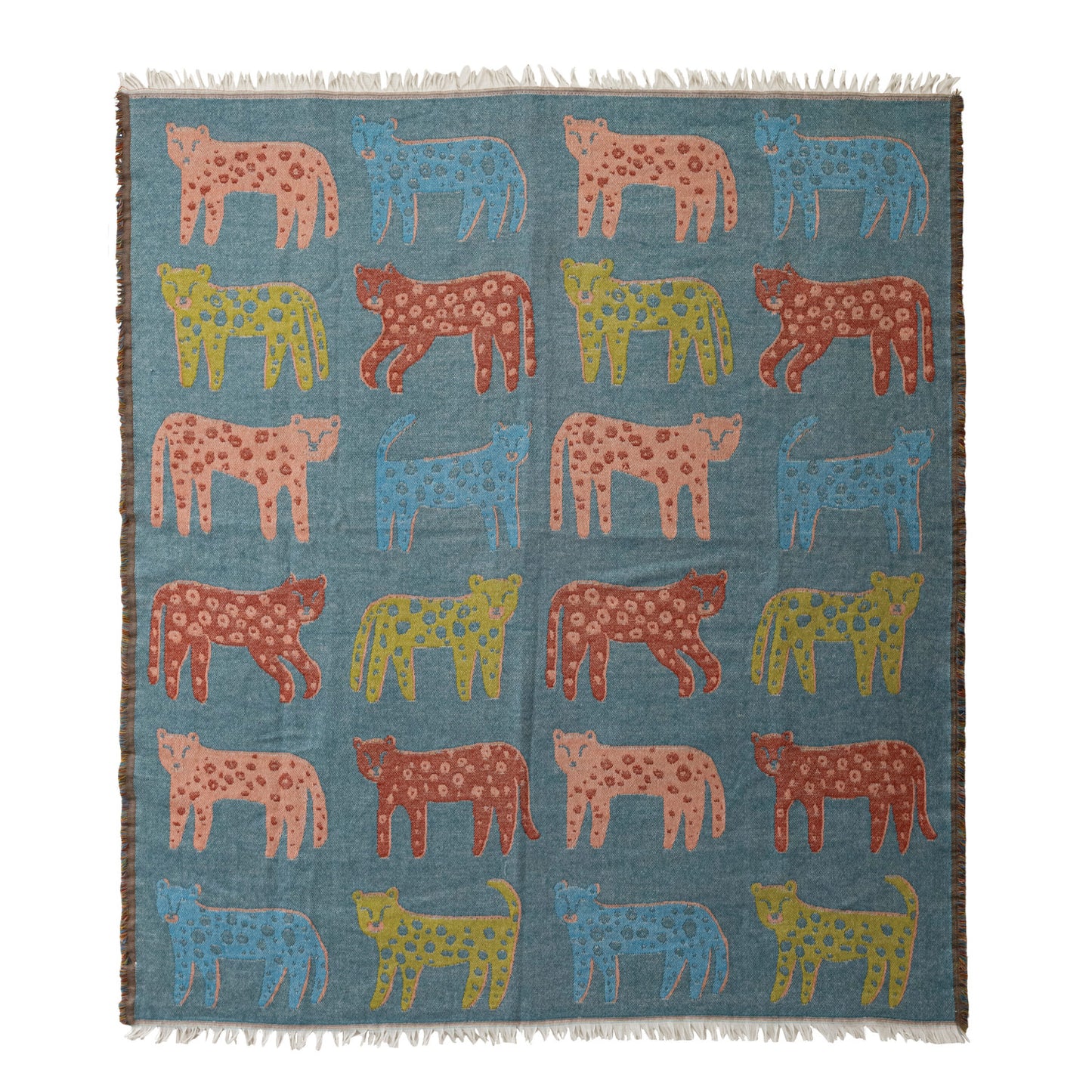 Throw Blanket Woven Jacquard Leopard Pattern