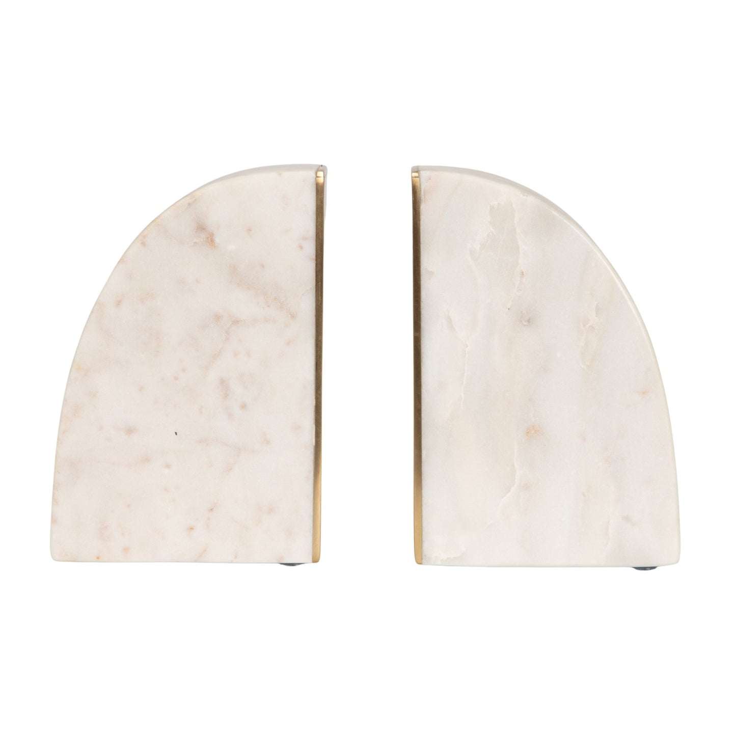 Bookends Marble White With Brass Inlay 5"h (Sold as Pair)