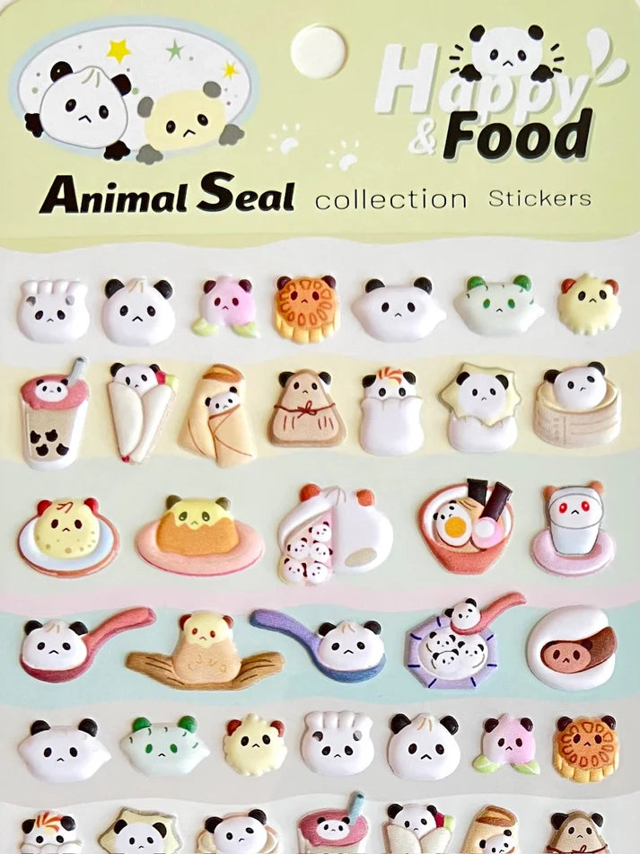 Stickers Panda Food Puffy