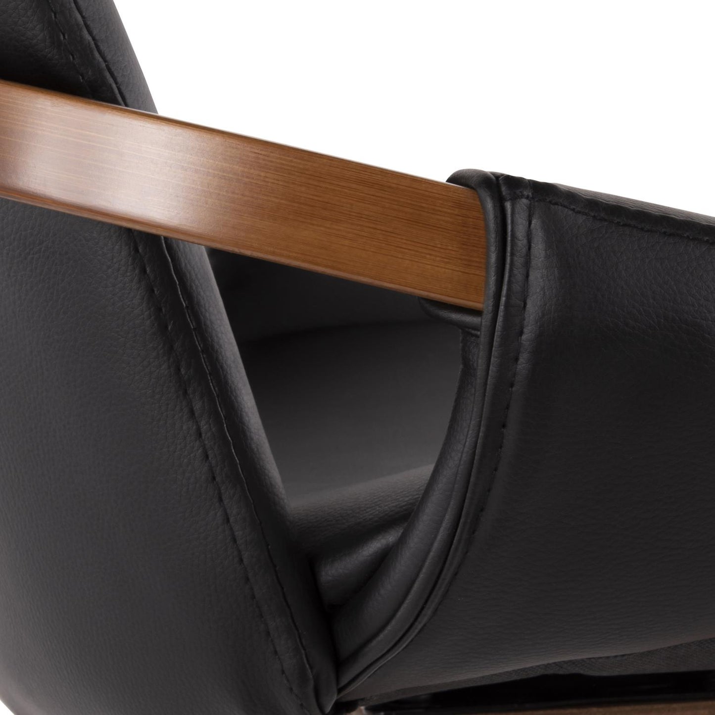 Cosmo Swivel Counter Stool Polyurethane Black & Walnut Wood