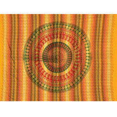 Tapestry Twin Size Overprint Madras Circle Bagru Yellow