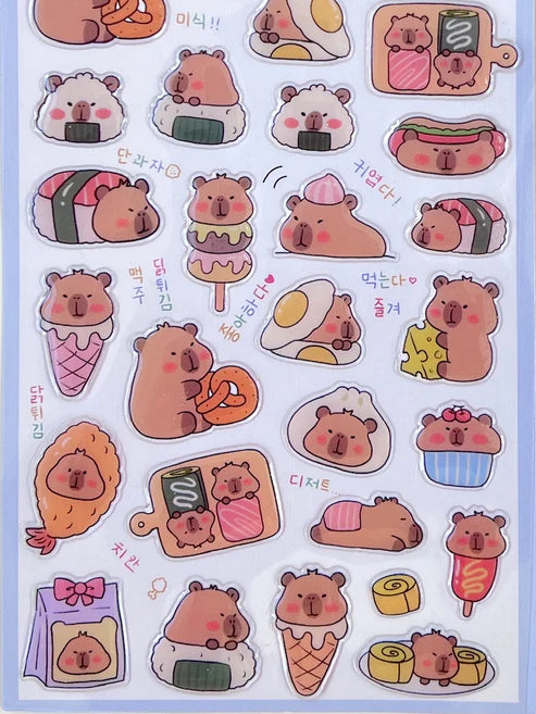 Stickers Puffy Capybara Food