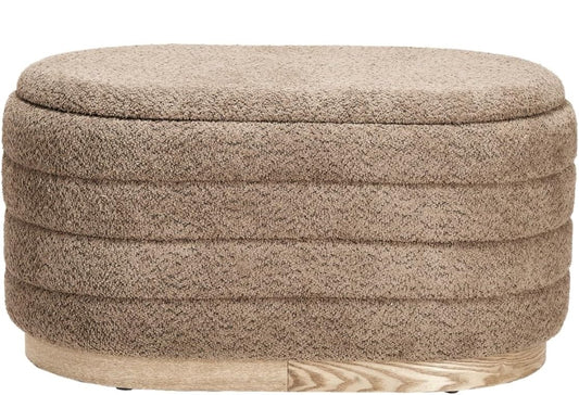 Ottoman Upholstered with Storage Wood Base - Brown - Large