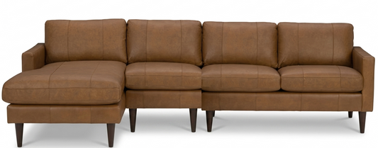 Trafton Sectional Chofa Configuration with Armless Chair Rust Leather CH (LAF) + AC + LS (RAF)