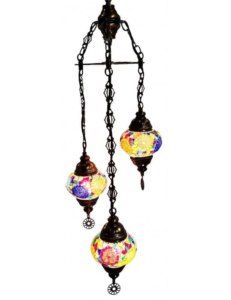 Hanging Lamp Mosaic Glass Globes Set of 3