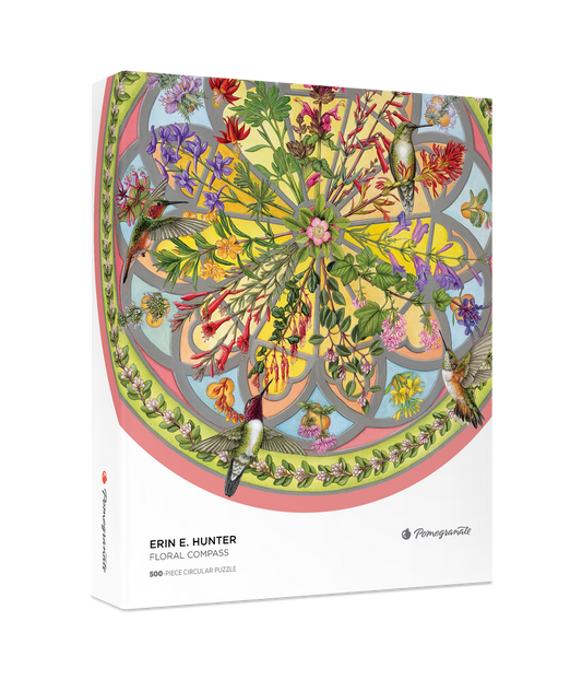 Puzzle 500 Piece Round - Erin E. Hunter - Floral Compass Circle