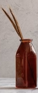 Vase Square Glass Red 6.25" Tall