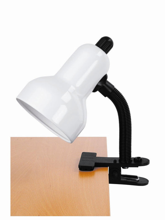 Desk Lamp Clip On In White (Compact Fluorescent)