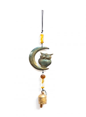 15" Owl and Moon Chime with Bell