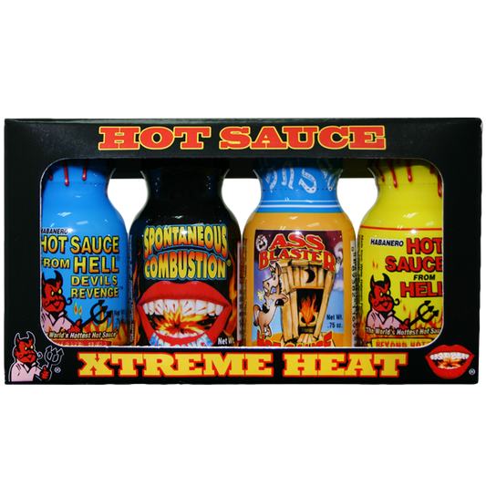 Barbecue Hot Sauce Set Mini Bottles Xtreme 4-pack