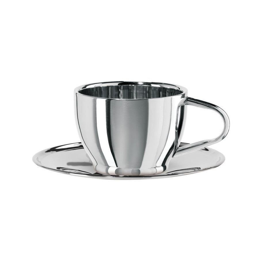 Mug - Double Wall Stainless Steel Cup (12oz) & Saucer