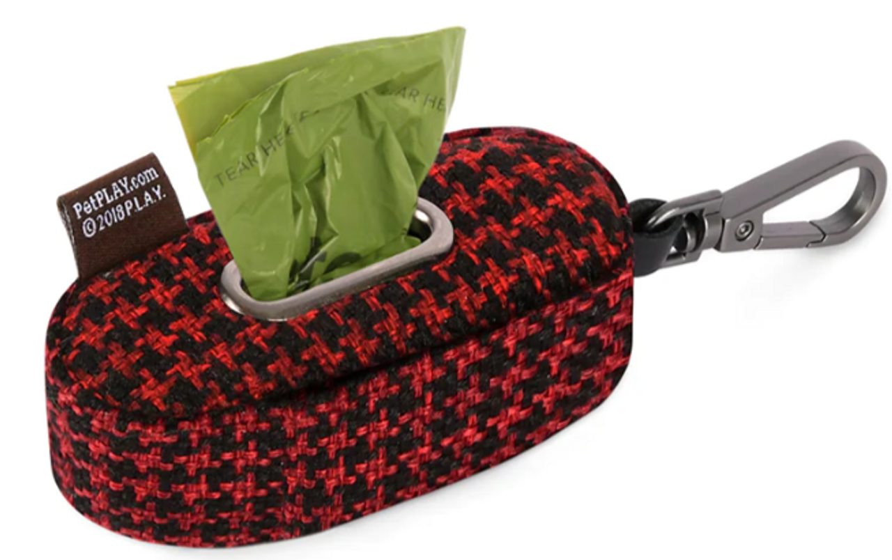 P.L.A.Y. - Poop Bag Dispenser, Houndstooth Red/Black