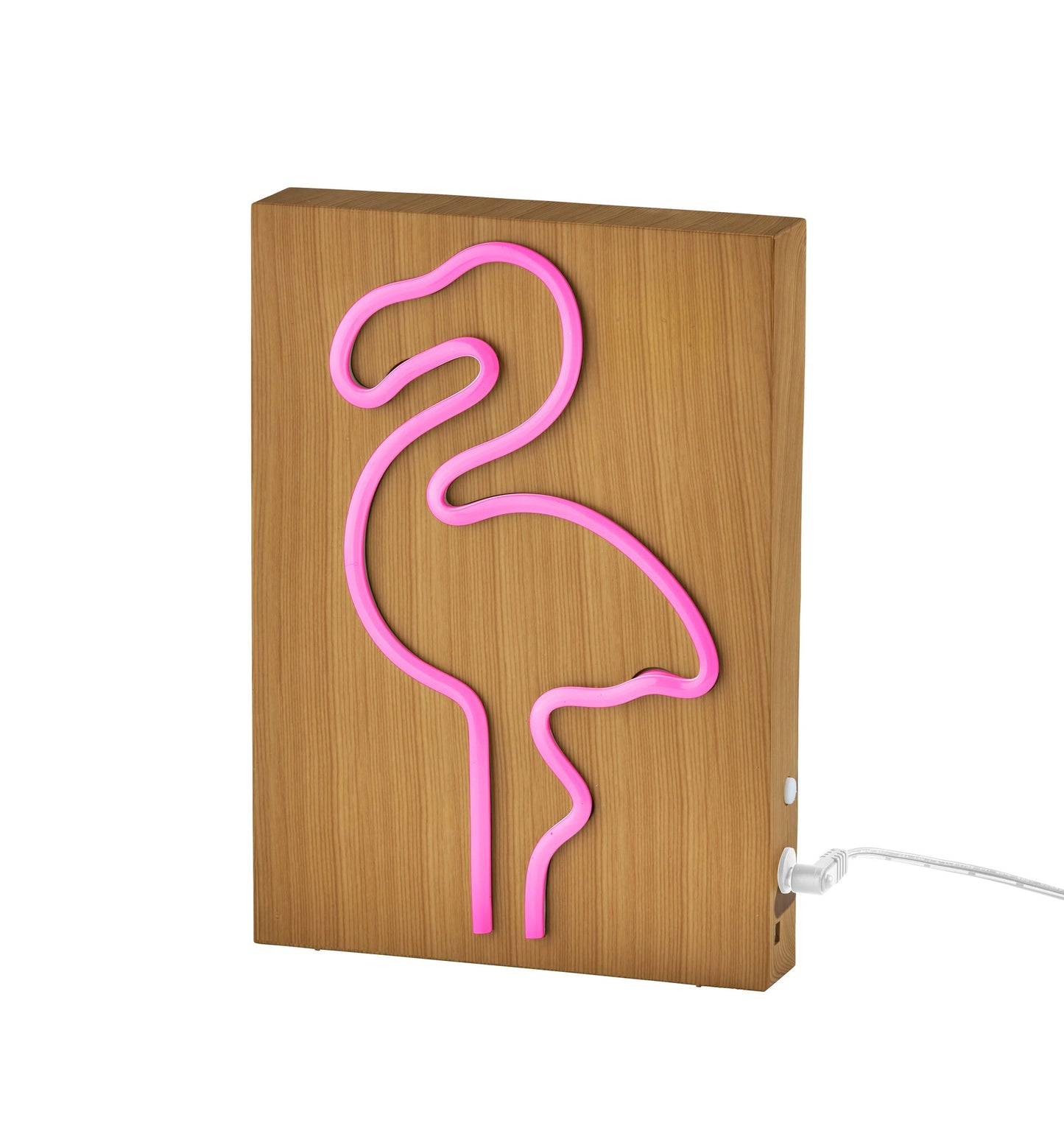 Wood Framed Neon Flamingo Lamp