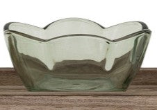 Trinket Dish Glass Scalloped Edge Sage Green - Sold Individually